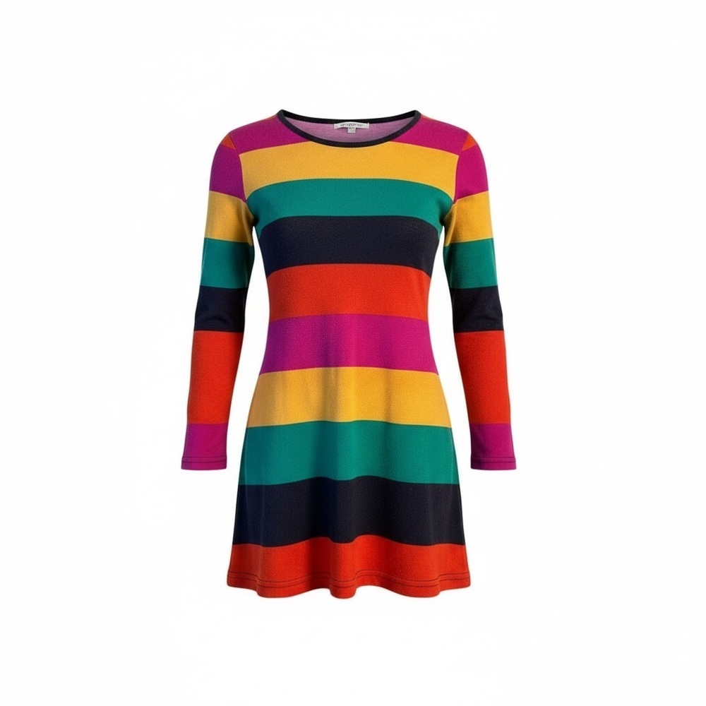 Derek Heart Rainbow Stripe Knit Dress - Picture 2 of 9